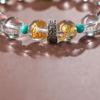 Fortune Jewel 925 Sterling Silver Chinese Zodiac Natal Buddha Auspicious Groups White Crystal Hetian Jade Healing Bracelet