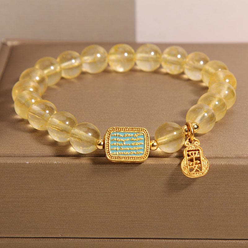 Fortune Jewel Natural Citrine Five Scriptures Generosity Bracelet