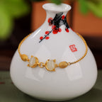 Fortune Jewel 925 Sterling Silver Natural Hetian White Jade Cyan Jade Lovely Fox Luck Bracelet