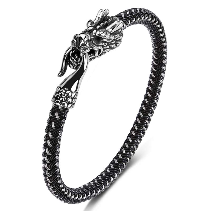 Fortune Jewel Dragon Titanium Steel Protection Luck Bracelet Fortune Jewel