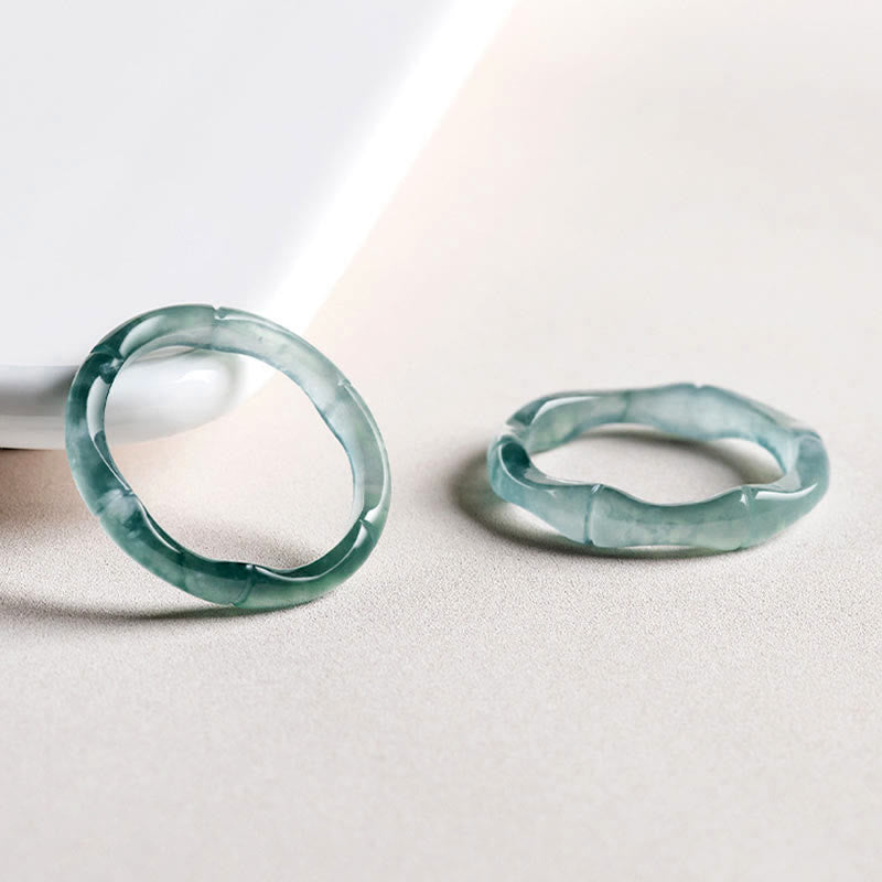 Fortune Jewel Natural Jade Bamboo Prosperity Abundance Ring