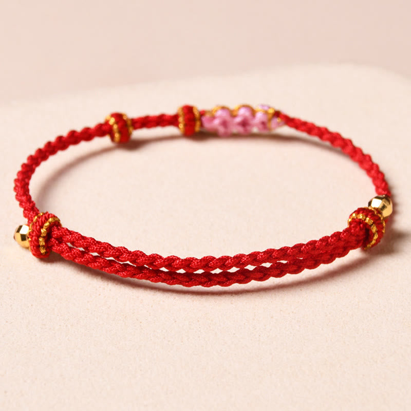 Fortune Jewel Handmade Peach Blossom Protection Braided Rope Bracelet
