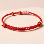 Fortune Jewel Handmade Peach Blossom Protection Braided Rope Bracelet