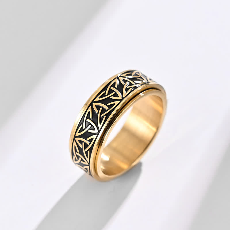 Fortune Jewel  Triangle Knot Triquetra Titanium Steel Calm Rotatable Ring