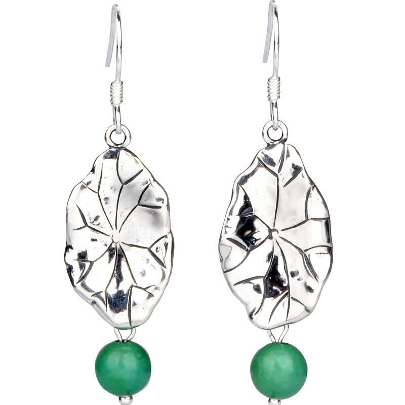 Fortune Jewel 925 Sterling Silver Turquoise Lotus Leaf Protection Drop Dangle Earrings