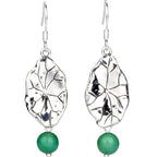 Fortune Jewel 925 Sterling Silver Turquoise Lotus Leaf Protection Drop Dangle Earrings