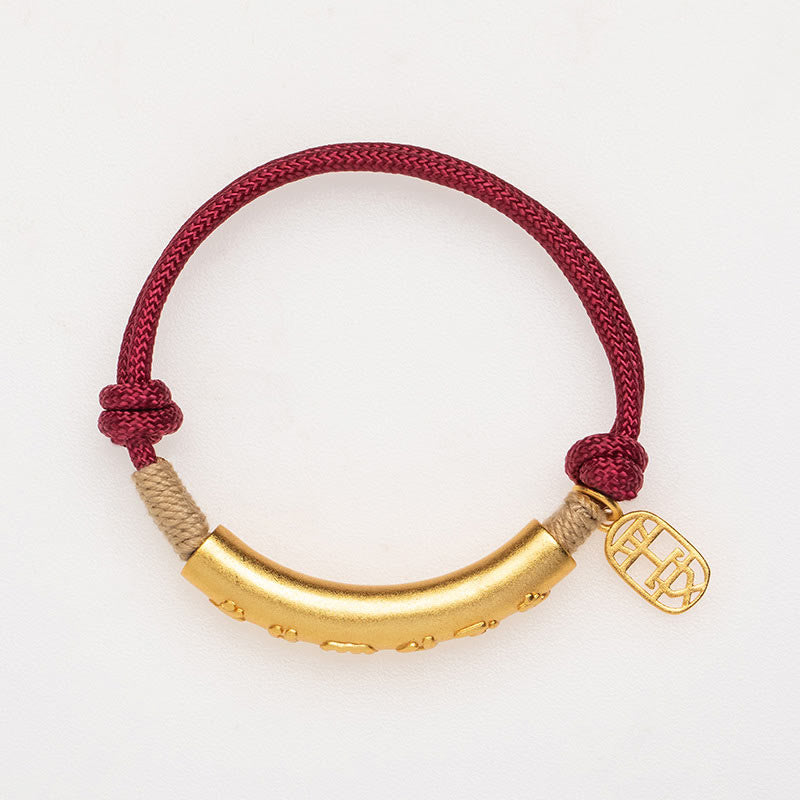 Fortune Jewel 999 Sterling Silver Tibet Handmade Om Mani Padme Hum Fu Character TopRank Character Luck Braided Bracelet