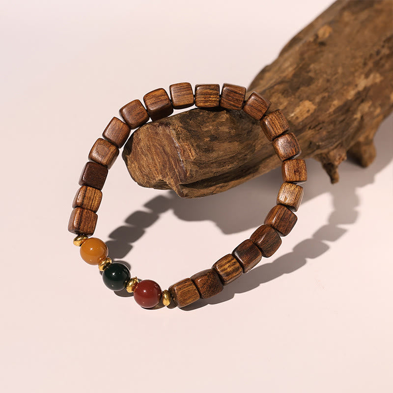 Fortune Jewel Rosewood Auspicious Clouds Totem Fu Character Bamboo Pattern Warmth Bracelet