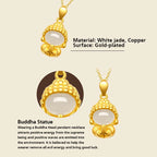 Fortune Jewel White Jade Buddha Success Pendant Necklace
