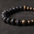 Fortune Jewel Lava Rock Stone Copper Balance Cuff Bracelet Bangle