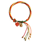 Fortune Jewel Persimmon Red Agate Strength Reincarnation Knot Braid String Bracelet