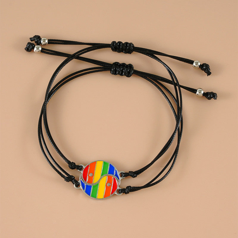 Fortune Jewel 2pcs Yin Yang Hematite Couple Bracelet