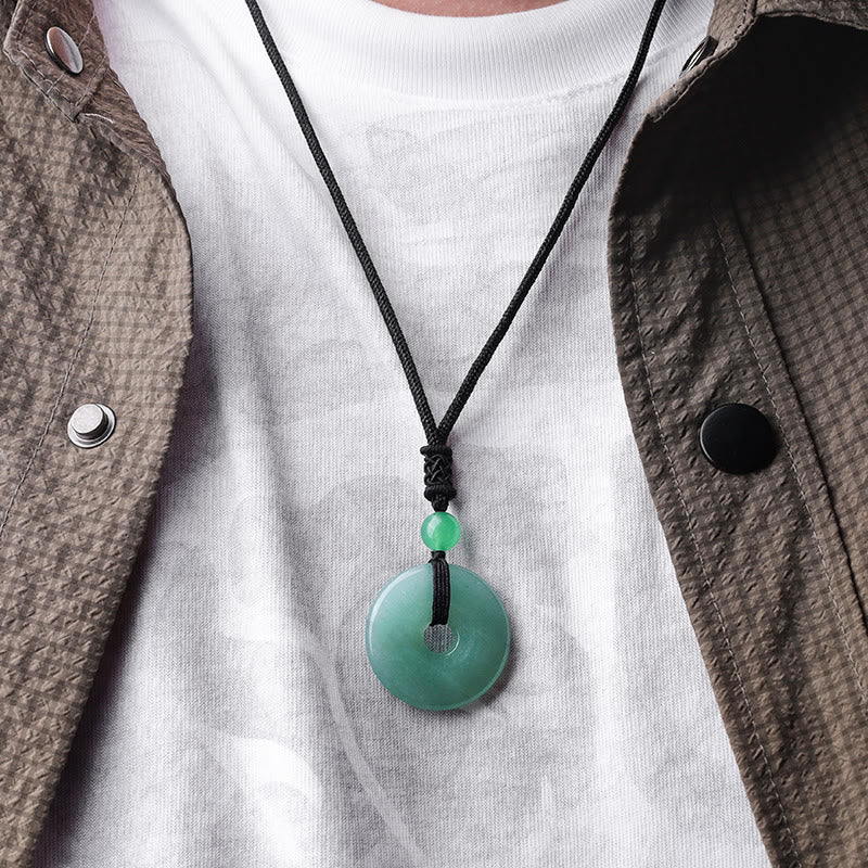 Fortune Jewel Lucky Coin Pendant Healing Crystal Gemstone Necklace
