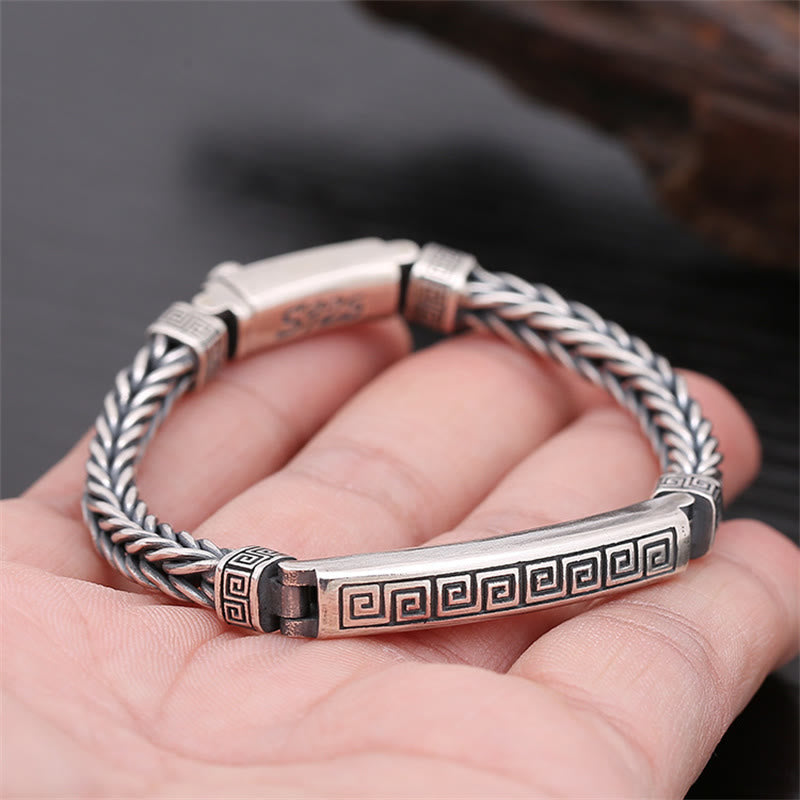 Fortune Jewel Swastika Pattern Engraved Luck Bracelet
