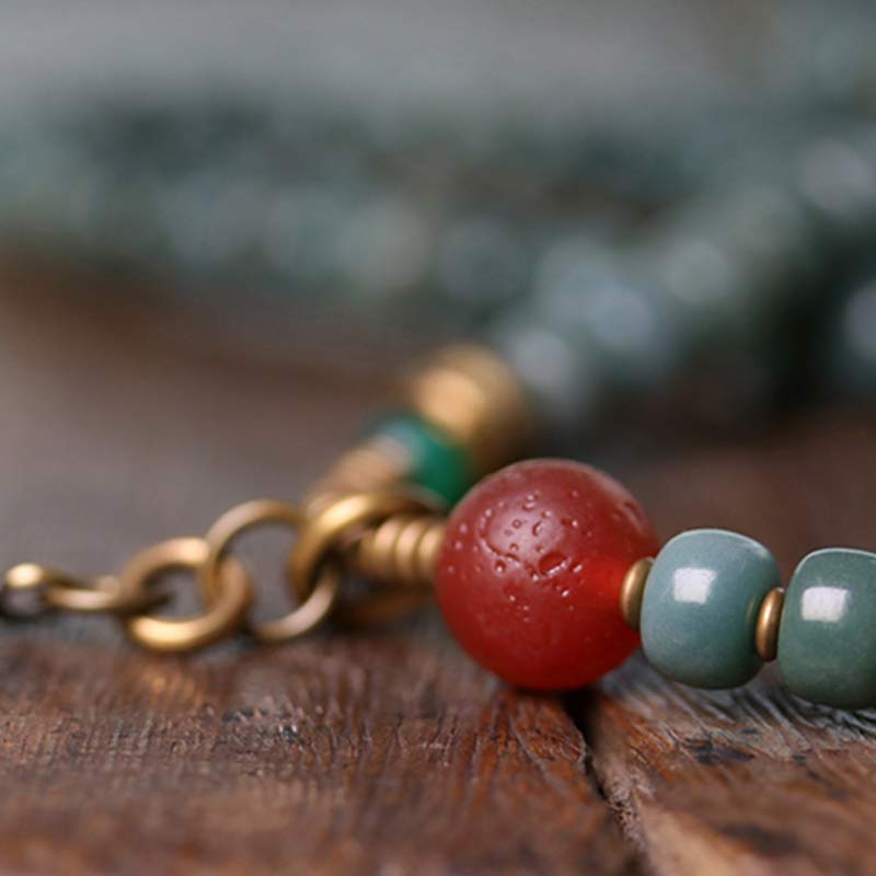 Fortune Jewel 108 Mala Beads Bodhi Seed Dzi Bead Wisdom Bracelet