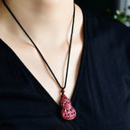 Fortune Jewel Laughing Buddha Yin Yang Chinese Zodiac Gourd Natural Cinnabar Blessing Necklace Pendant