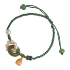 Fortune Jewel Natural Hetian Jade Peace Buckle Pearl Luck Handcrafted Braided Bracelet