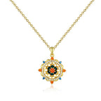 Fortune Jewel 925 Sterling Silver Lotus Flower Colorful Zircon New Beginning Necklace Pendant Fortune Jewel