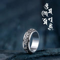 Fortune Jewel Tibetan Om Mani Padme Hum PiXiu Engraved Wealth Luck Rotatable Ring