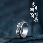 Fortune Jewel Tibetan Om Mani Padme Hum PiXiu Engraved Wealth Luck Rotatable Ring