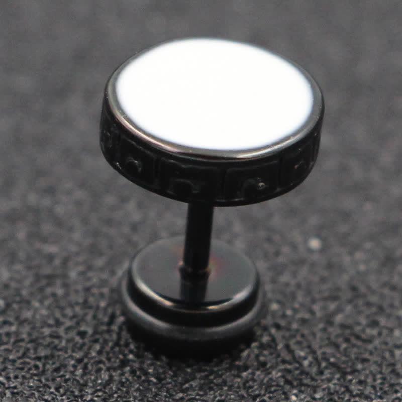 Fortune Jewel Cool Men Titanium Steel Balance Round Stud Earrings