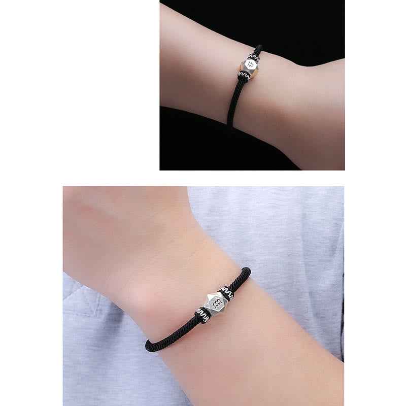 Fortune Jewel 999 Sterling Silver 12 Constellations of the Zodiac Protection Handmade String Bracelet