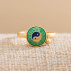 Yin Yang Copper Luck Wealth Rotatable Ring Fortune Jewel