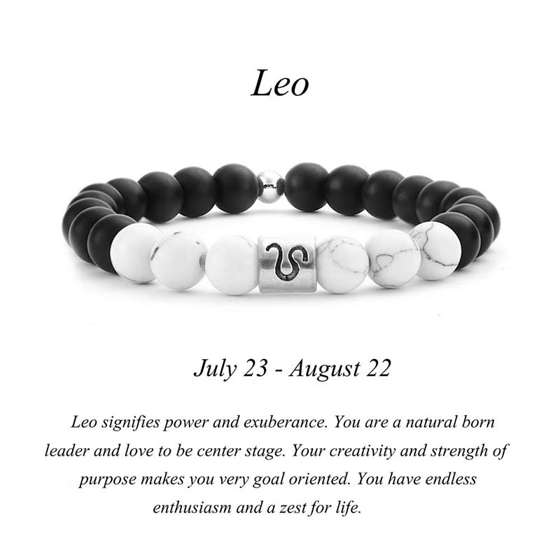 Fortune Jewel 12 Constellations of the Zodiac Natural Frosted Stone White Turquoise Bead Fortune Bracelet