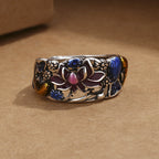 Fortune Jewel Koi Fish Lotus Flower Leaf Design Luck Wealth Ring