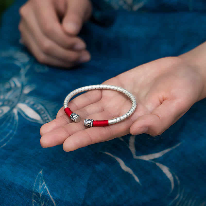 Fortune Jewel Tibet Om Mani Padme Hum Luck Red String Bracelet Bangle
