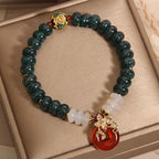 Fortune Jewel Jade White Agate Red Agate Peace Buckle Abacus Beads Luck Bracelet