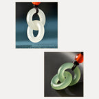 Fortune Jewel Natural Hetian Cyan Jade White Jade Double Peace Buckle Success Necklace Pendant