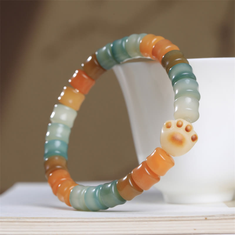 Fortune Jewel Colorful Bodhi Seed Cat Paw Wisdom Bracelet