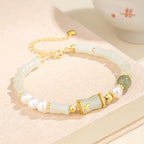 Fortune Jewel 925 Sterling Silver Natural Hetian White Jade Bamboo Luck Blessing Bracelet