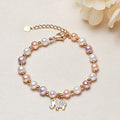 Fortune Jewel 18K Gold Plated Pearl Elephant Zircon Charm Sincerity Bracelet