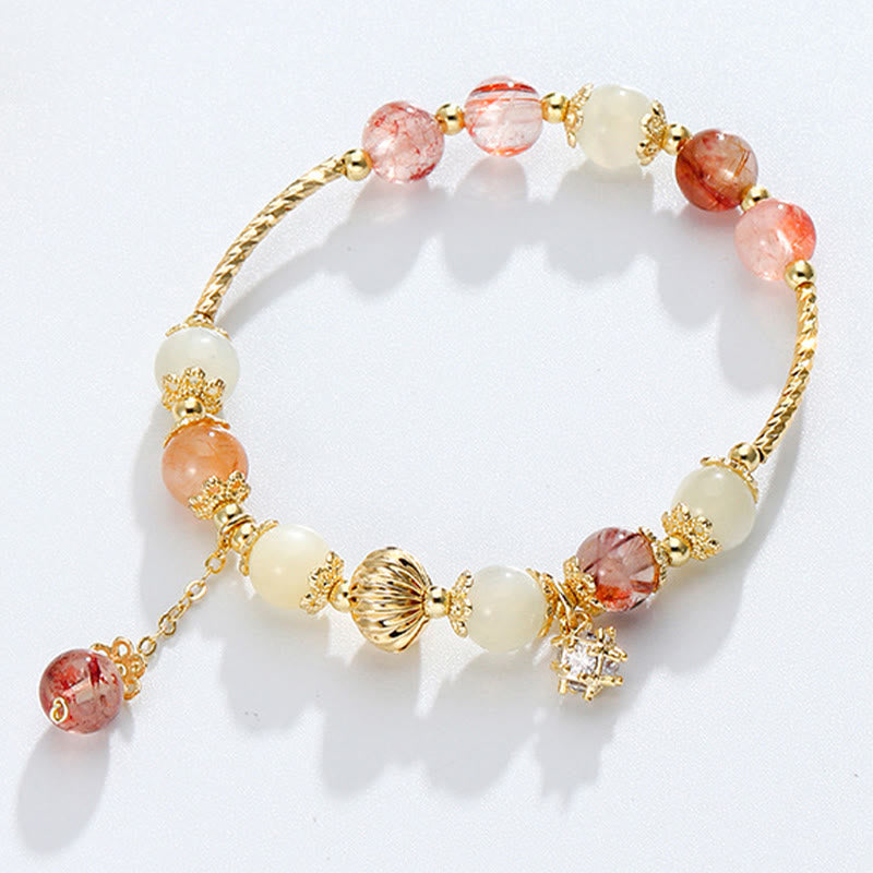 Fortune Jewel Colorful Rutilated Quartz Cat Eye Zircon Auspiciousness Bead Bracelet