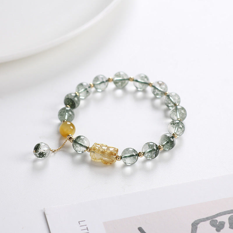 Fortune Jewel Green Phantom Citrine PiXiu Confidence Bracelet