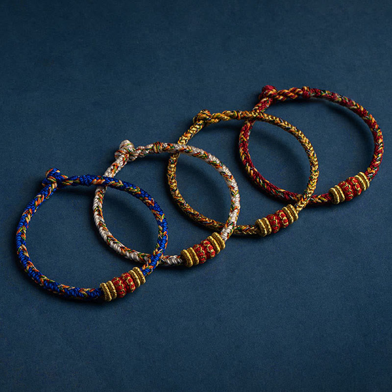 Fortune Jewel Tibet Handmade Chinese Zodiac Natal Buddha Luck Strength Braided String Bracelet