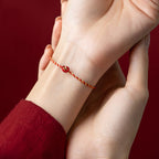 Fortune Jewel 14K Gold Plated Handmade Red Gold Rope King Kong Knot Braided Luck Bracelet