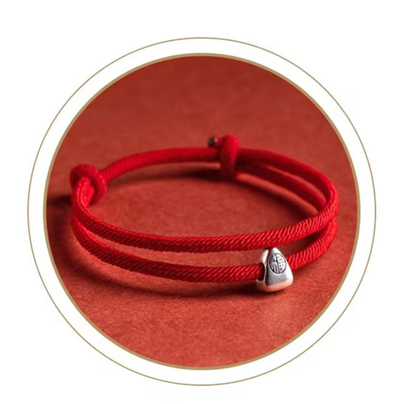 Fortune Jewel 925 Sterling Silver Fu Character Blessing Handmade Braided Bracelet