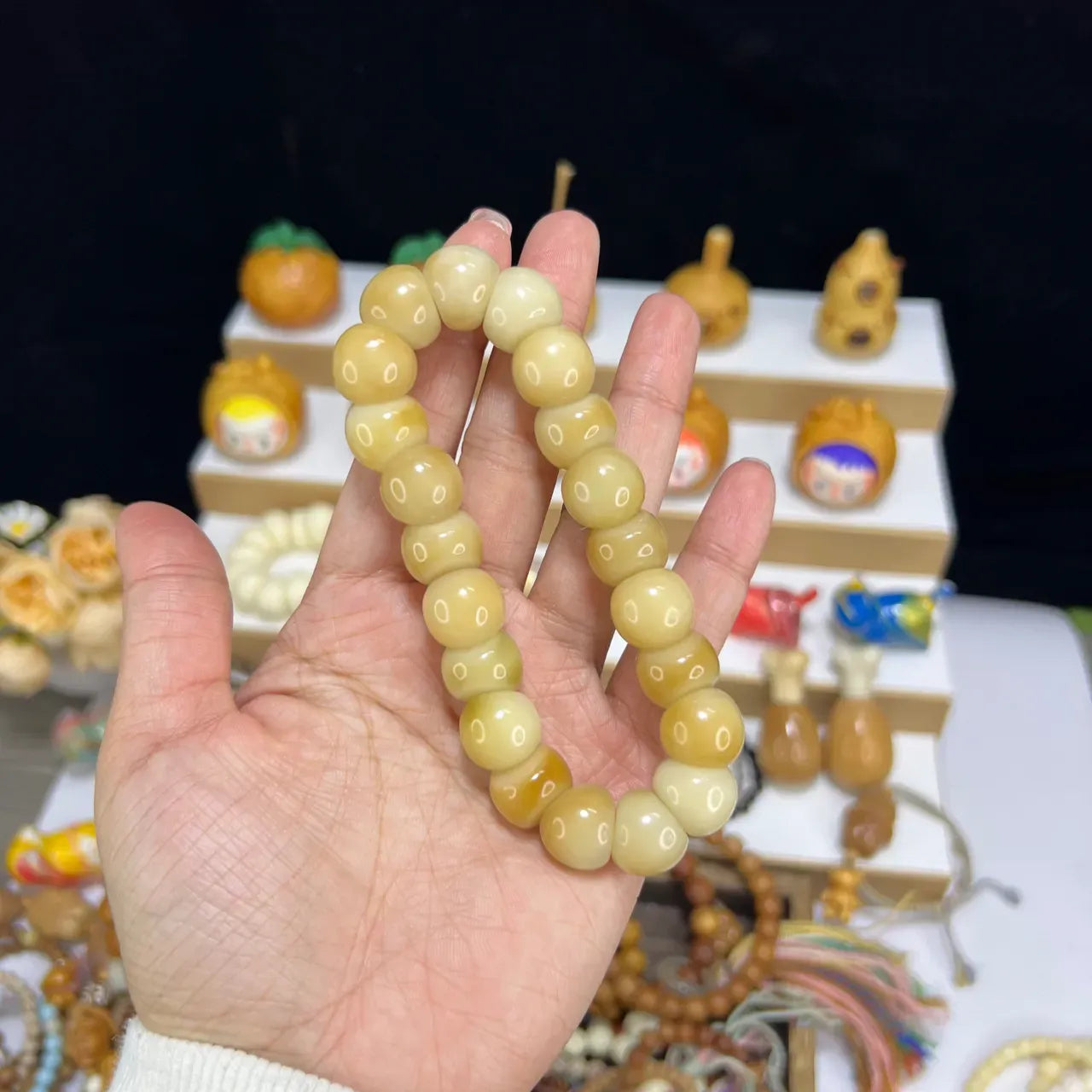 15mm Natural Garlic Bodhi Bracelet – Ultra Smooth Finish, Multi-Color Options