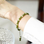 Fortune Jewel Natural Peridot Bamboo Pattern Love Peace Bracelet