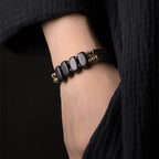 Buddha Stones Tibetan Ebony Wood Brass Copper Balance Double Layer Bracelet