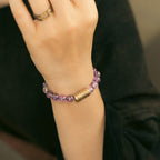 Fortune Jewel White Crystal Red Hematoid Quartz Gold Rutilated Quartz Purple Phantom Protection Bracelet