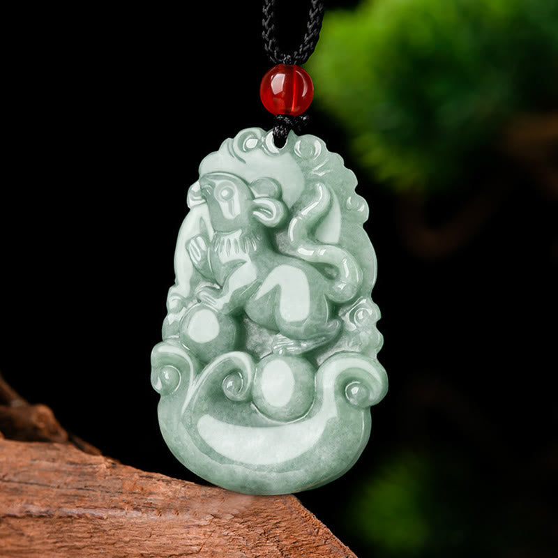 Fortune Jewel Natural Green Jade 12 Chinese Zodiac Luck Prosperity Necklace Pendant