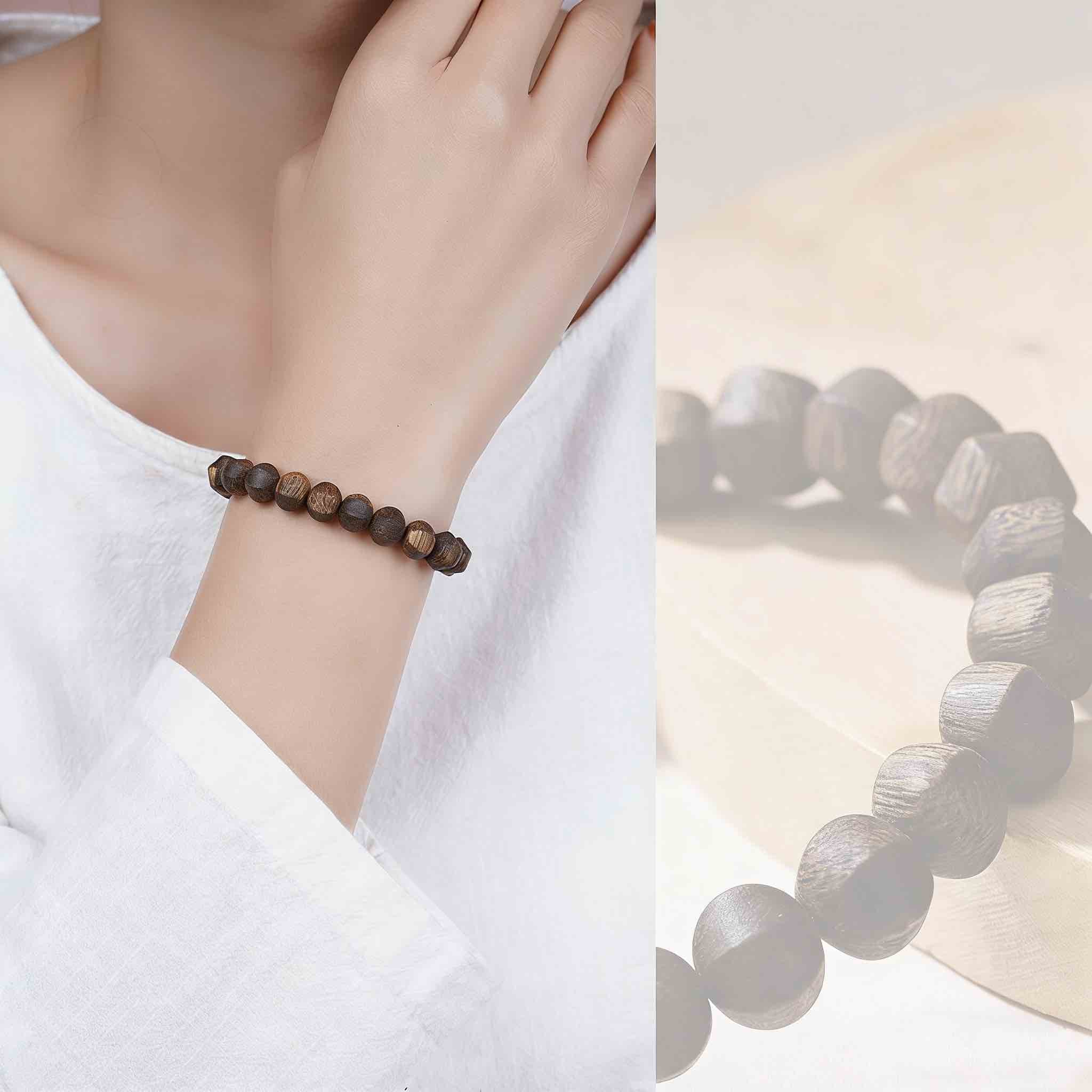 Premium Agarwood Lantern Bead Bracelet for Men and Women