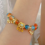 Fortune Jewel Colorful Liuli Glass Bead Chinese Lock Charm Fortune Bracelet