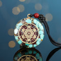 Buddha & Karma Archangel Metatron Orgonite Pendant - Turquoise Necklace