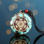 Buddha & Karma Archangel Metatron Orgonite Pendant - Turquoise Necklace
