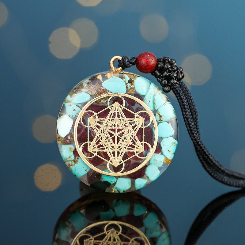 Buddha & Karma Archangel Metatron Orgonite Pendant - Turquoise Necklace